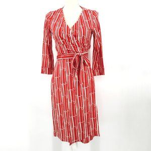 Diane Von Furstenberg Red Print Classic Wrap Dress